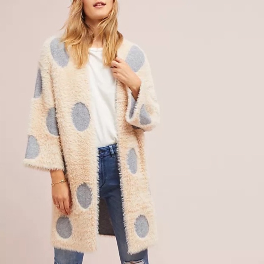 Anthropologie super soft, polkadot reversible duster